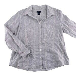 Ann‎ Taylor Womens Striped Cotton Shirt Size 16 White